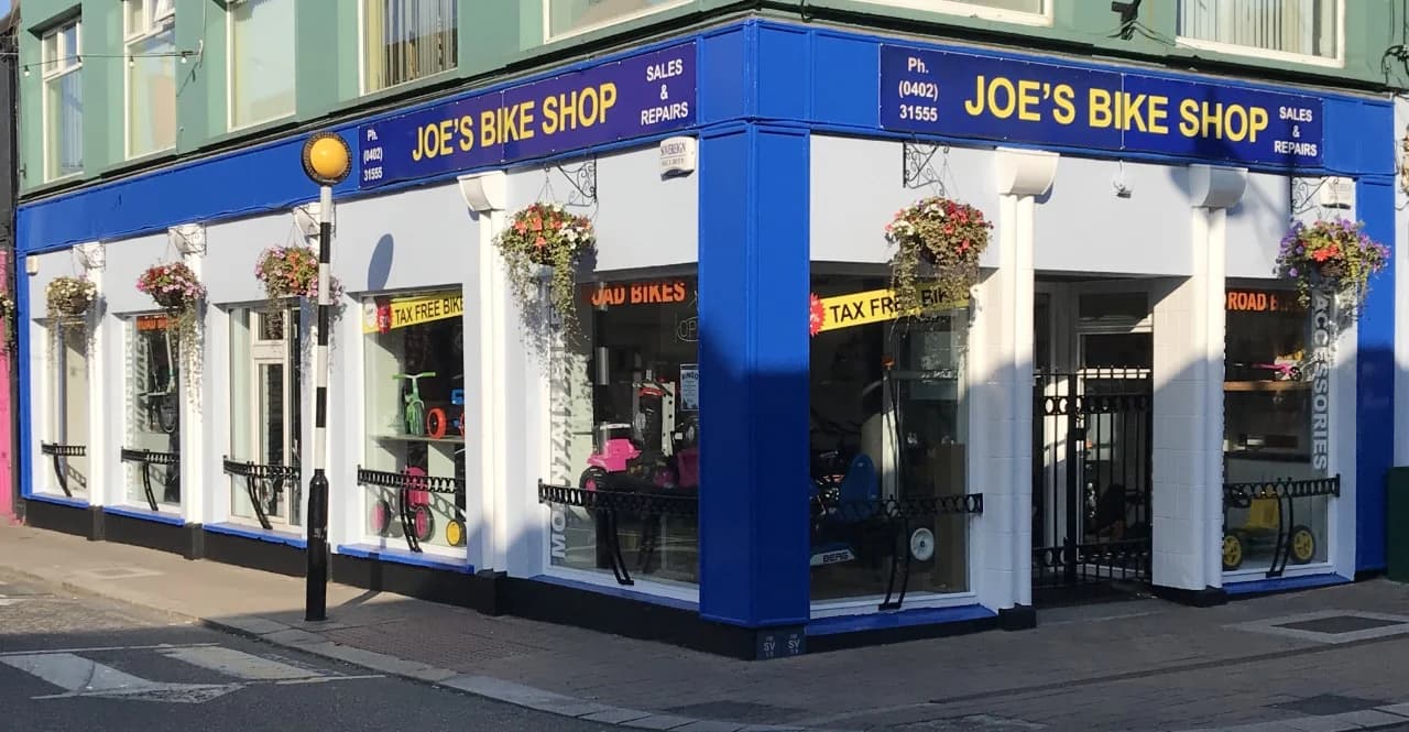 Joe's Bike Shop exterior on Lower Main Street, Arklow